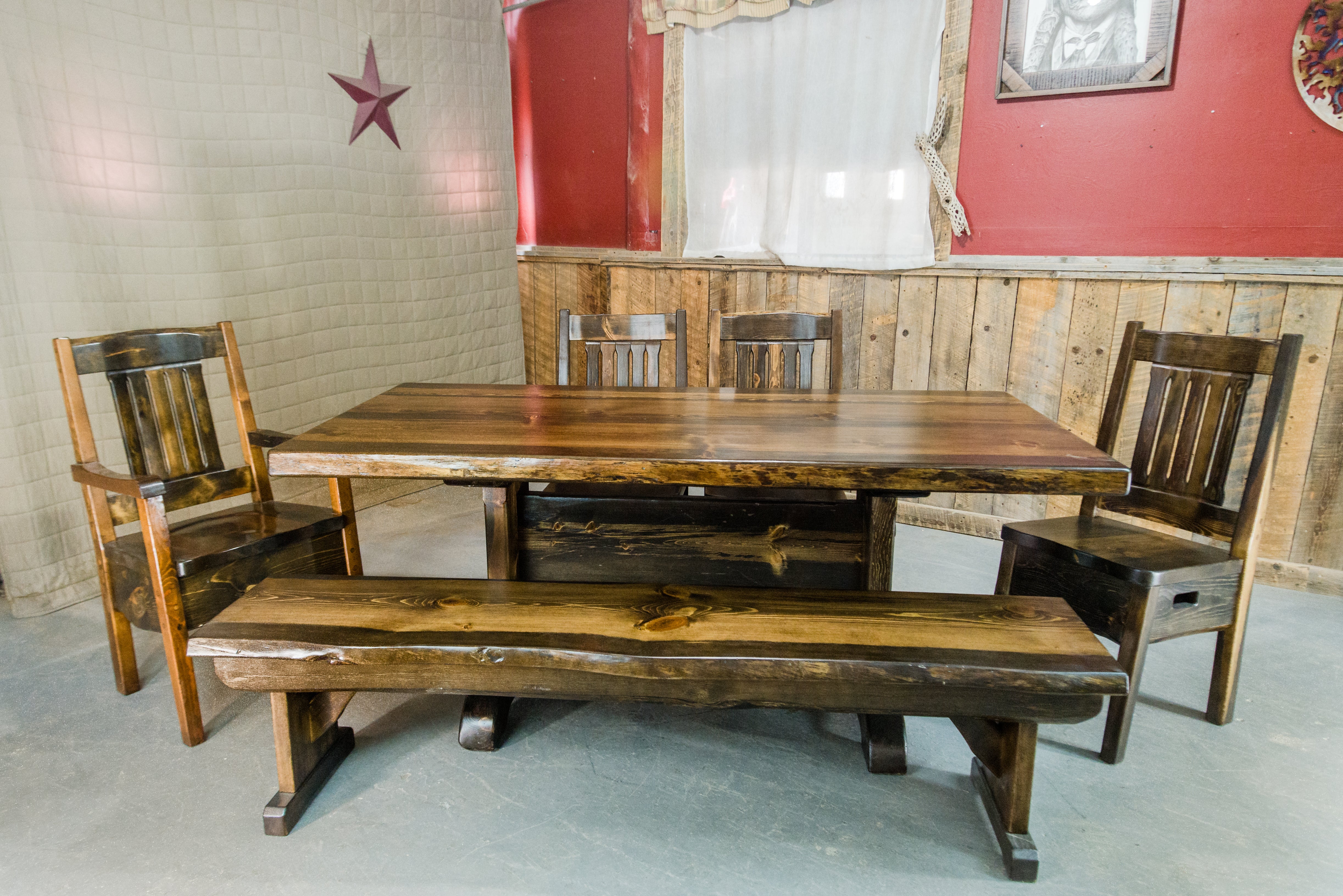 【中川】【¥88000】Knot｜Dining table Oak Rustic live edge Dining Room Tables Kitchen Table Metal legs