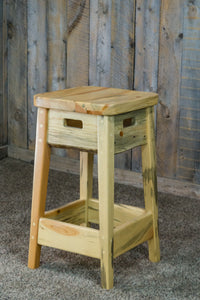 Rustic Solid Wood Pine Barstool